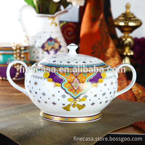 3.5L Luxury Fine Hyper White Porcelain Tureen of Summer of Persia